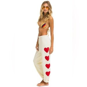 AVIATOR NATION HEART STITCH 4 SWEATPANTS VINTAGE WHITE M